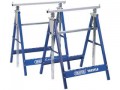 DRAPER PAIR (2) OF TELESCOPIC SAW HORSES OR BUILDERS TRESTLES �37.95 Telescopic Action With Height Adjusting Locking Bars. Dual Locking Safety Arms And Folding Support Braces For Rigidity When Working. Trestles Fold Down Neatly For Safe Storage. Maximum Loading 150kg E