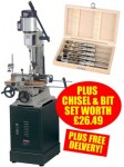 DRAPER 1\" 750W 240V BENCH MORTICER AND STAND PLUS CHISEL & BIT SET �399.95
