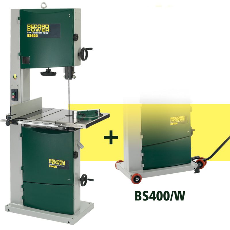 Record Power BS400 240volt Mid-range Bandsaw 2hp + Wheel Kit ...