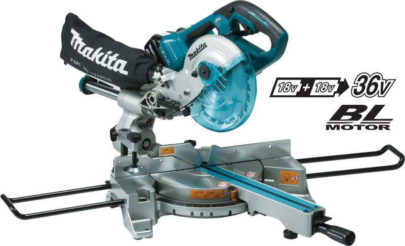 Makita XSL02Z 18V X2 LXT Lithium-Ion (36V) Brushless Cordless 7-1 2" Dual Slide Compound Miter Saw, Tool Only with WST06 Compact Folding Miter Saw Sta - 4